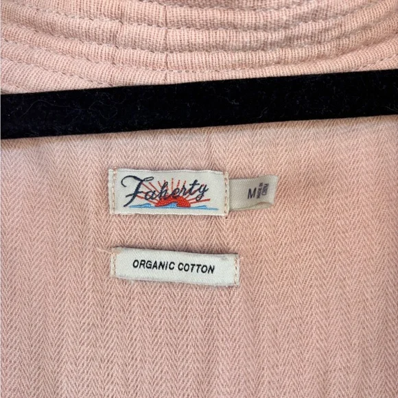 Faherty Pale Pink Cotton Kimono Cardigan with Wrap Around Tie Sz M - Picture 3 of 6